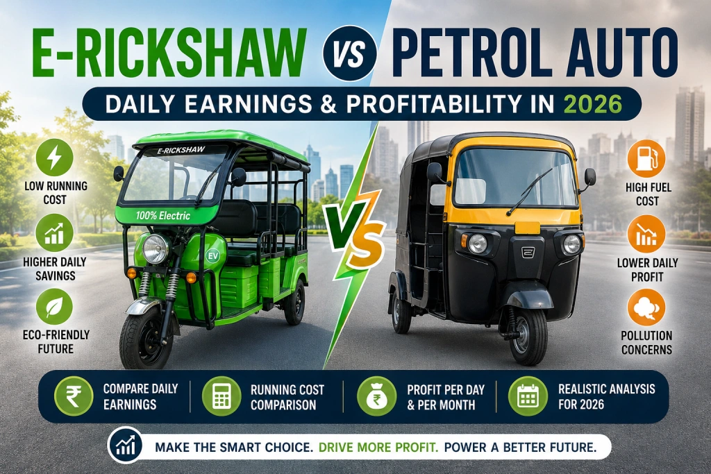 E-Rickshaw vs Petrol Auto: Daily Earnings & Profitability in 2026