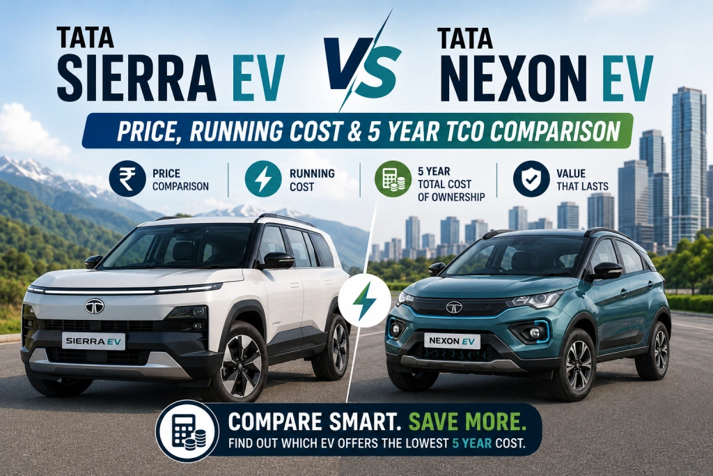 Tata Sierra EV vs Nexon EV: Price, Running Cost & 5-Year TCO